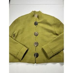 Caroline Rose Green Textured Cardigan Sweater Jacket Boho Size Small